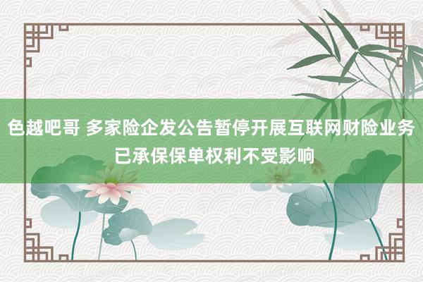 色越吧哥 多家险企发公告暂停开展互联网财险业务 已承保保单权利不受影响